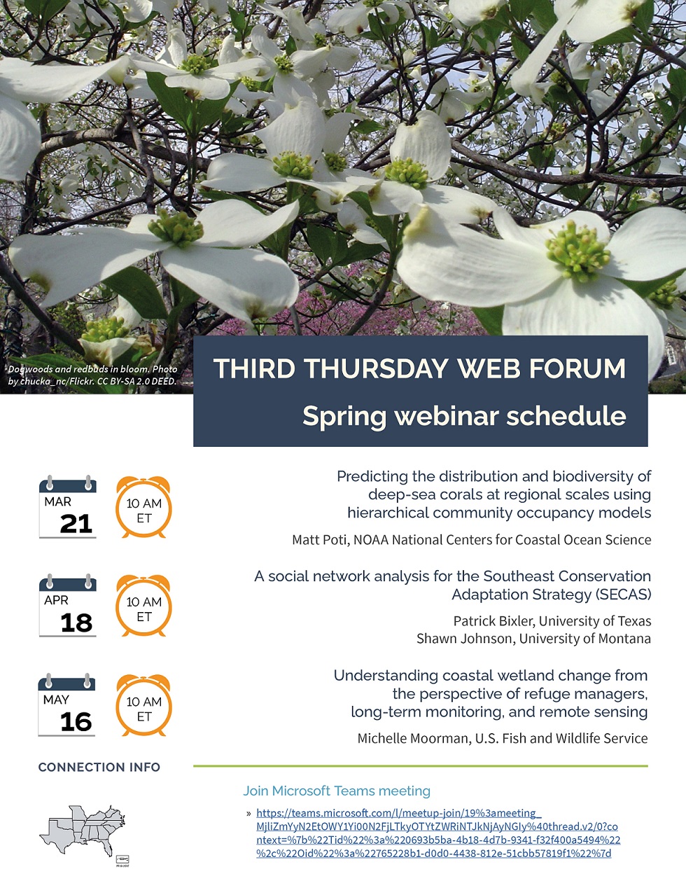 Flyer advertising upcoming webinars.