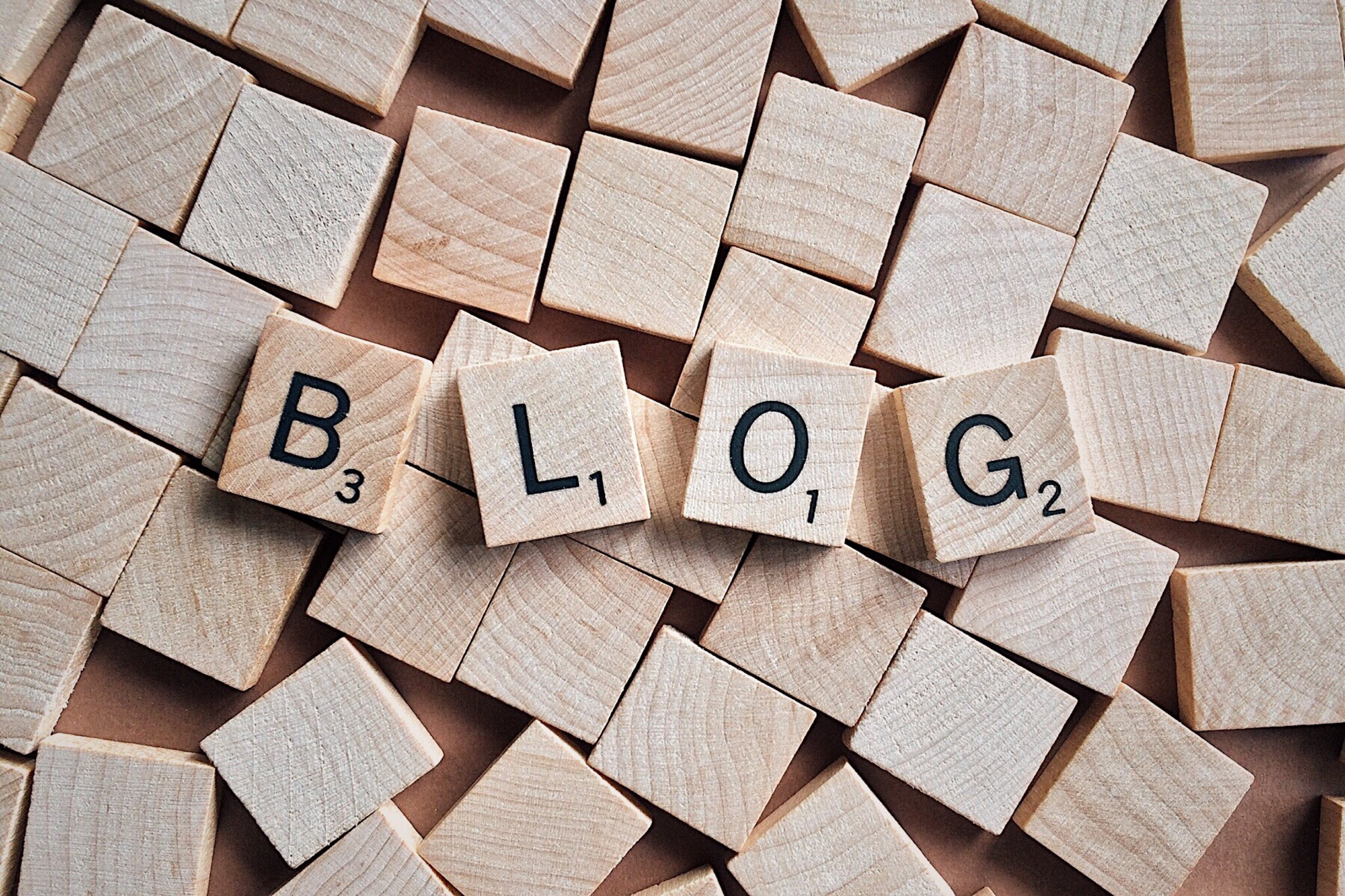 Scrabble tiles spelling out blog.